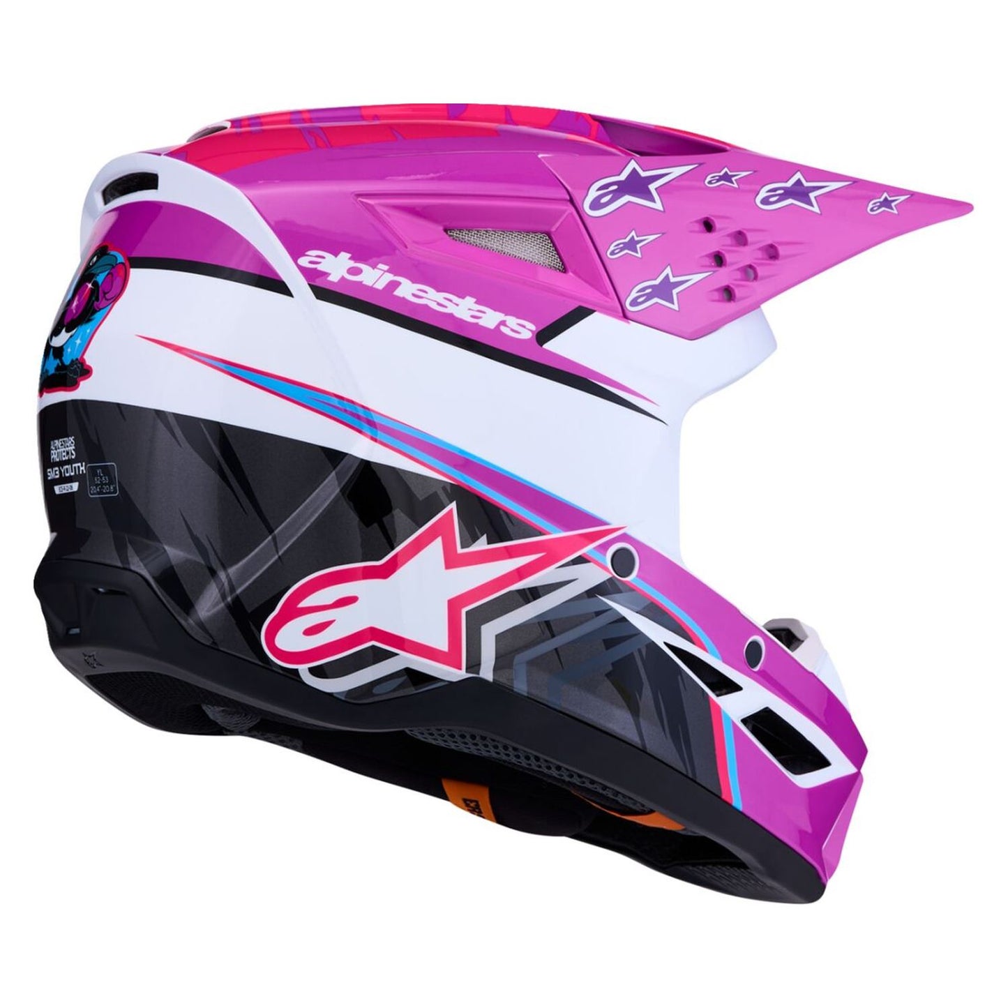 Alpinestars 2027 S-M3 Youth Falcon MX Helmet Purple White Black Pink