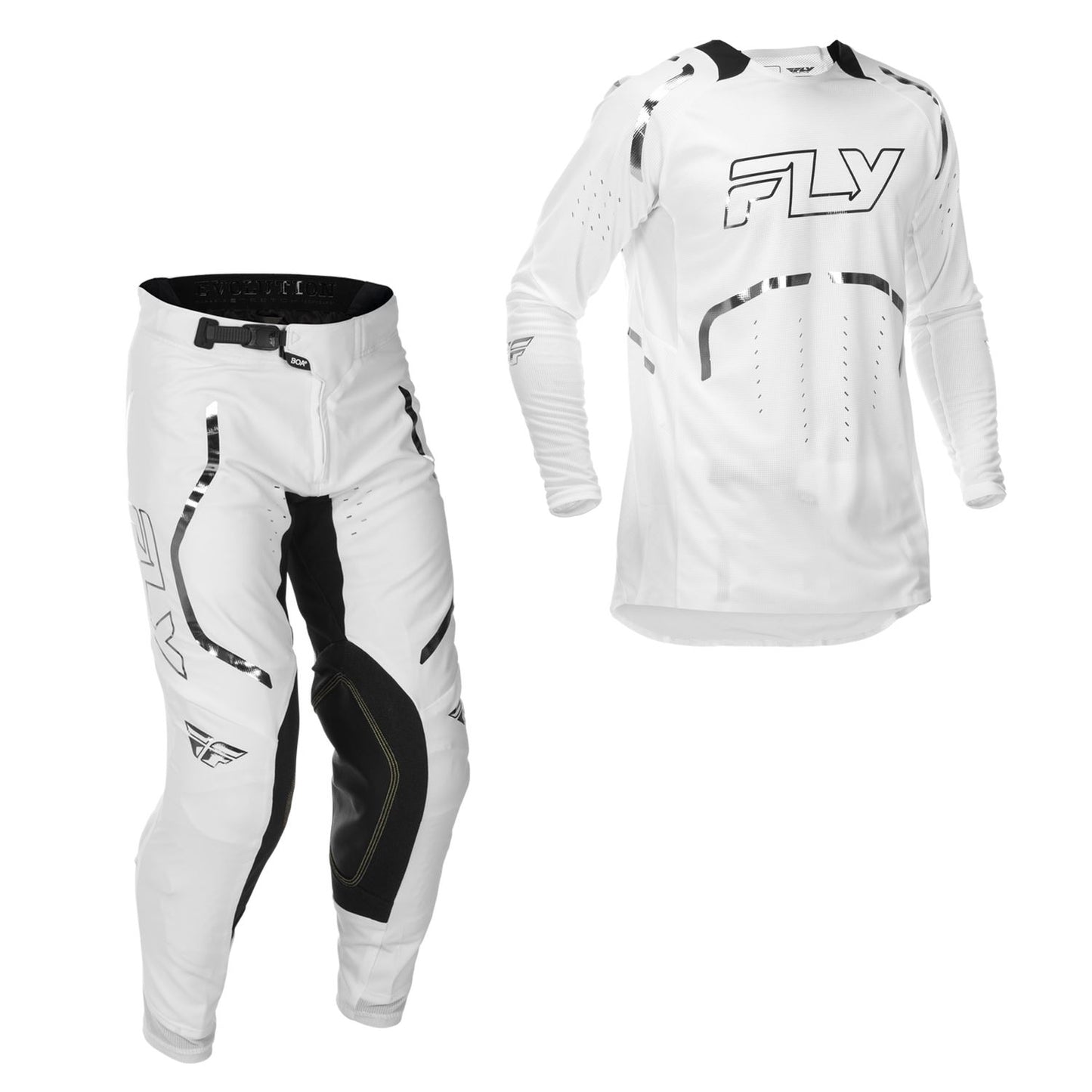 Fly Racing 2026 Motocross Combo Kit Evolution DST Flash  White Silver