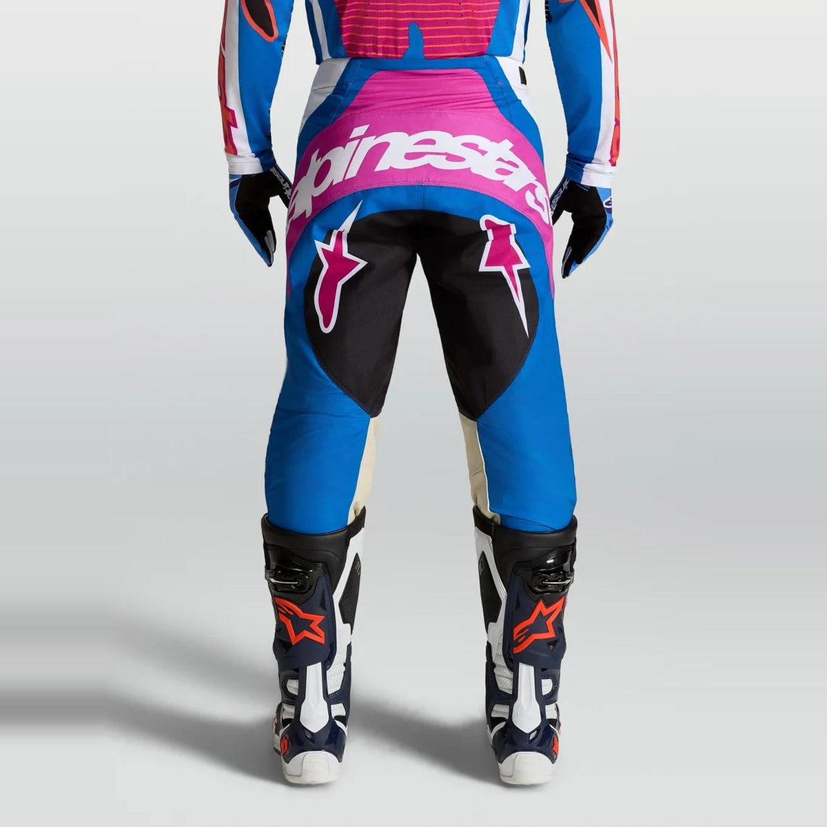 Alpinestars 2027 Techstar Maven MX Pants White Hot Coral Blithe Blue
