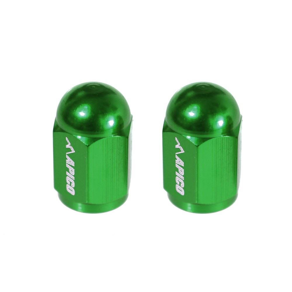 Apico CNC Aluminium Valve Cap 2 Pack Green