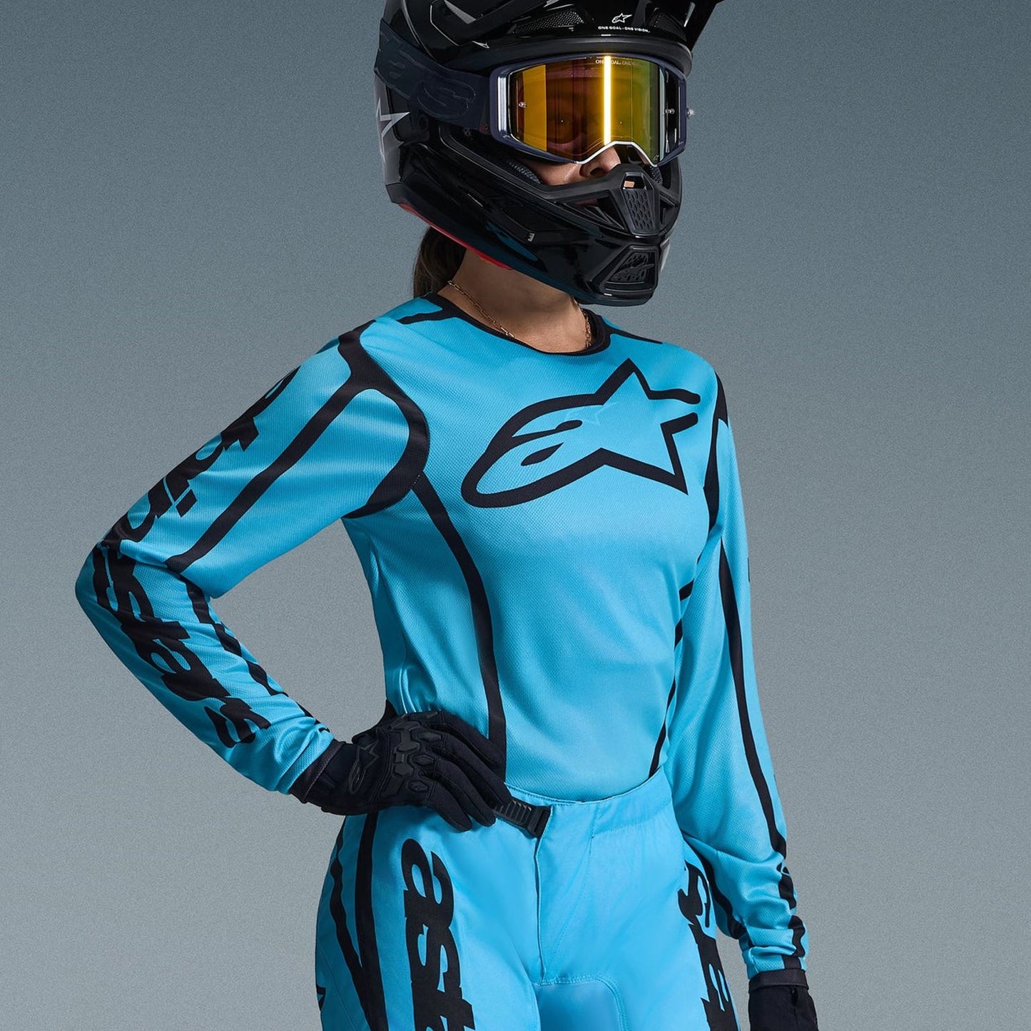 Alpinestars 2026 Womens Stella Fluid Apex Motocross Jersey Tropical Black