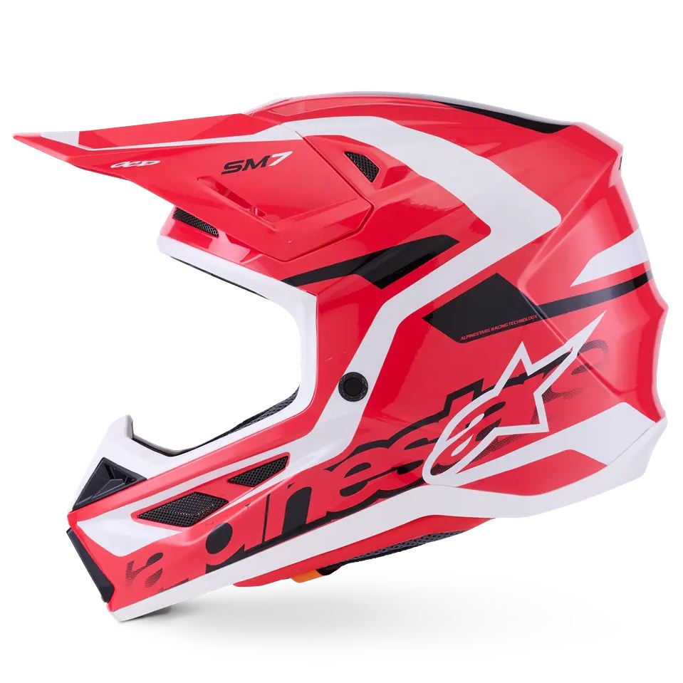 Alpinestars 2026 SM7 Deed Motocross Helmet Red Black White Glossy