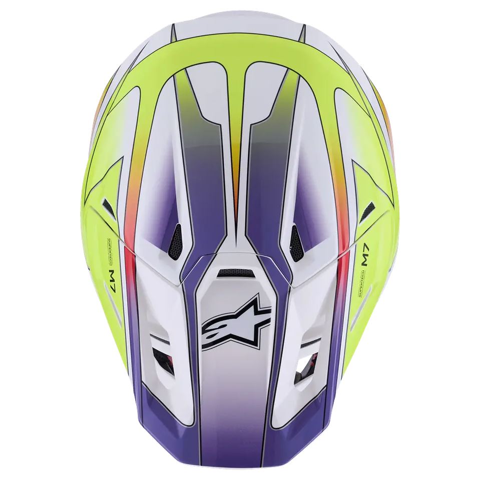 Alpinestars 2026 SM7 Fuse Motocross Helmet White Yellow Flo Purple