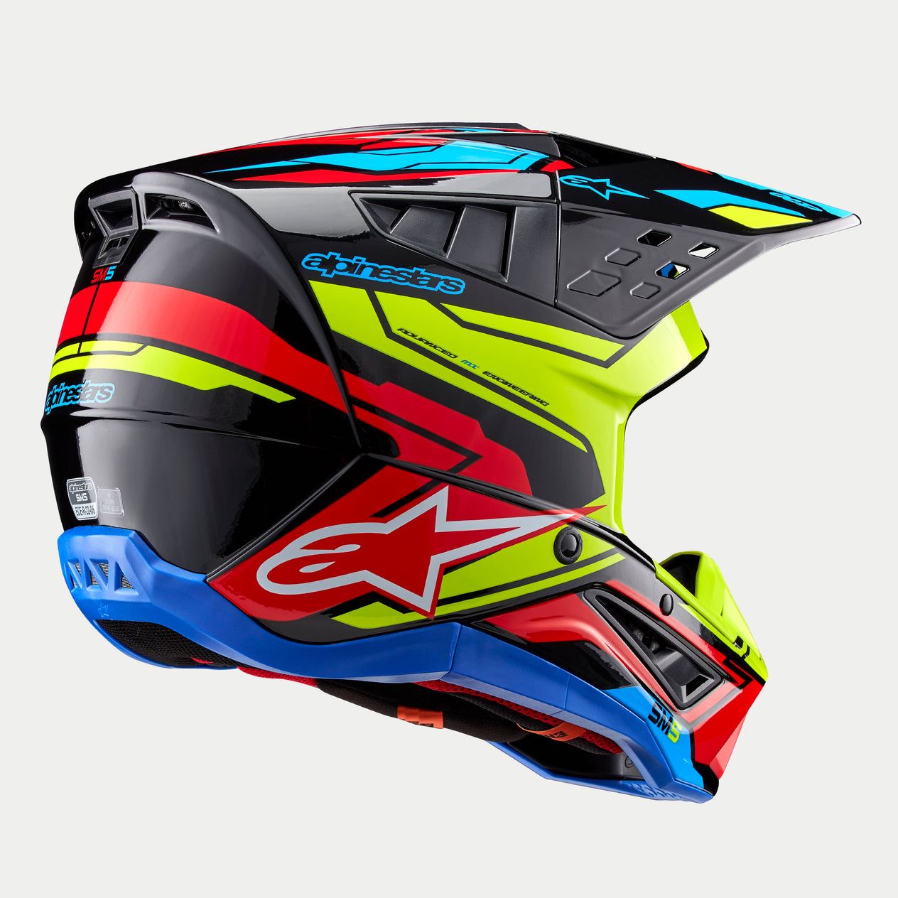 Alpinestars 2026 Supertech SM5 Action 2 Black Yellow Fluo Bright Red Motocross Helmet