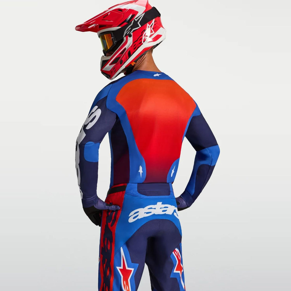 Alpinestars 2027 Racer Hunt MX Jersey Strong Blue Deep Blue Fire Red