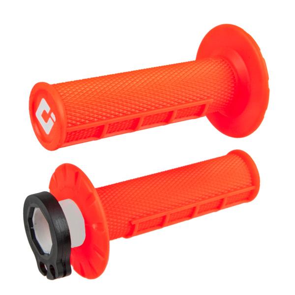 ODI Half Waffle MX Lock-On Grip Set Flo-Orange For TM MX 250 1999-2024 Carbureted