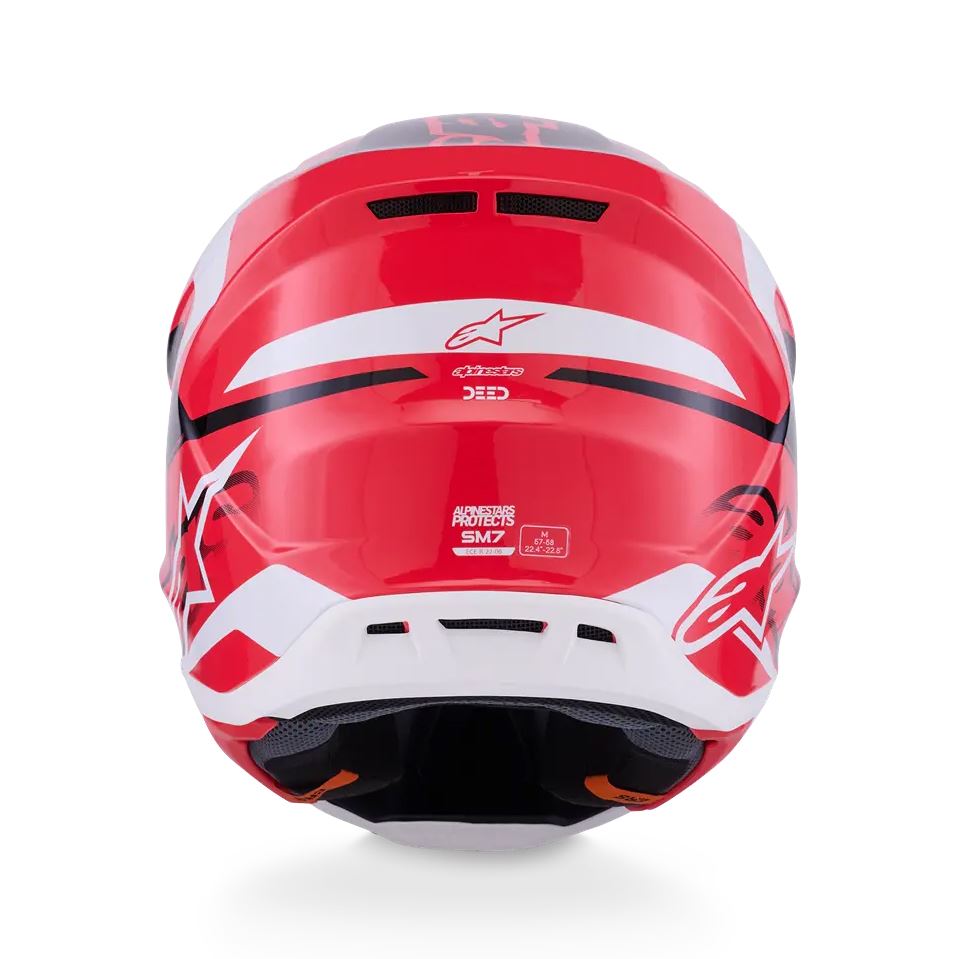 Alpinestars 2026 SM7 Deed Motocross Helmet Red Black White Glossy
