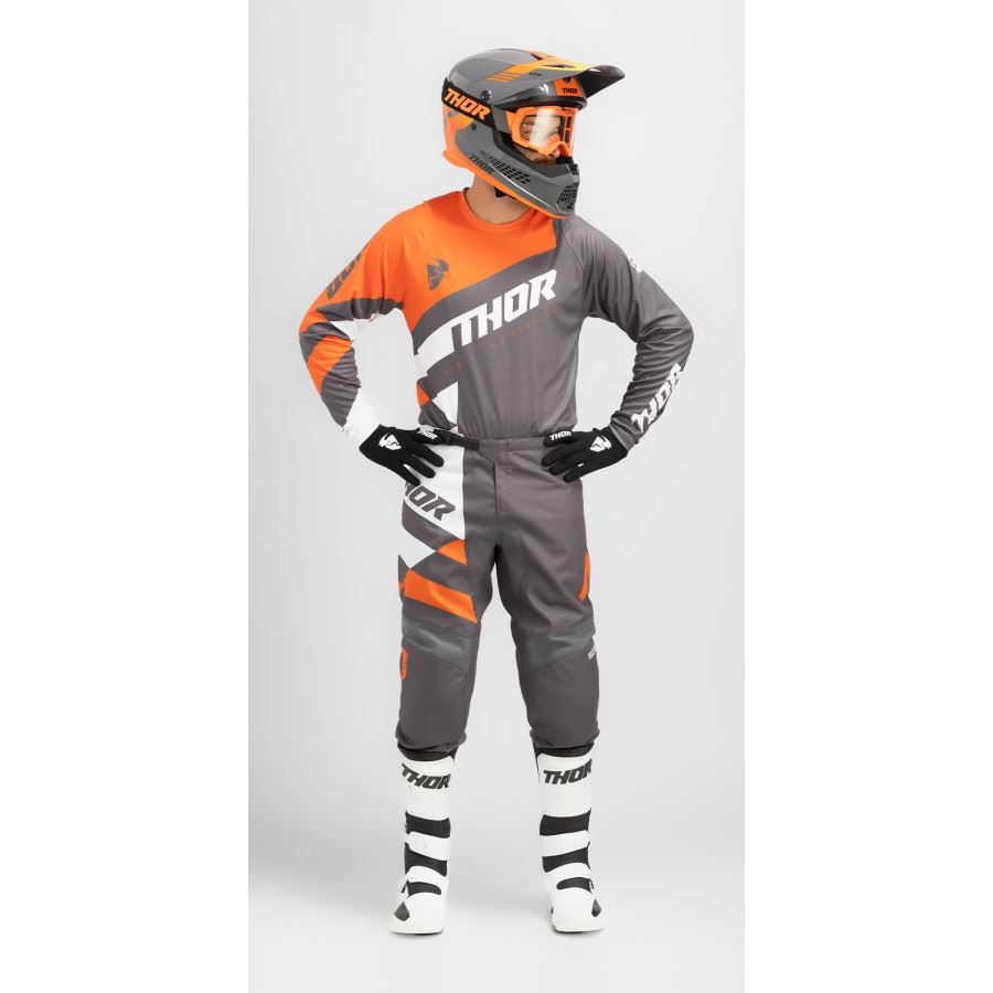 Thor 2024 Sector Checker Charcoal Orange Motocross Combo Kit