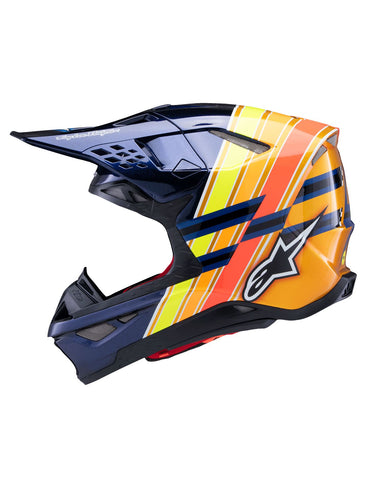 Alpinestars 2026 TLD LImited Edition SM10 Motocross Helmet Dark Blue Orange Yellow Fluo Red Gloss