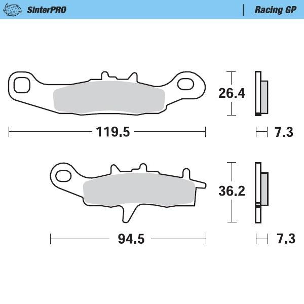 Moto-Master Front Left Pro Racing GP Sintered Brake Pads For Suzuki RM 85 2005-2023