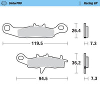 Moto-Master Front Left Pro Racing GP Sintered Brake Pads For Kawasaki KX 112 2022-2025