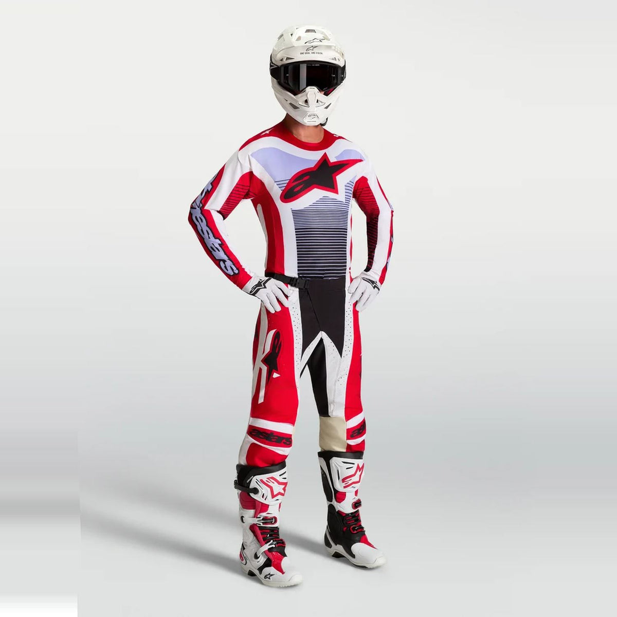 Alpinestars 2027 Techstar Maven MX Combo Kit Fire Red White Lavender Black