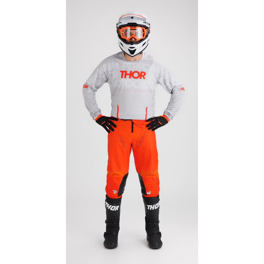 Thor Pulse Mono Light Grey Orange Motocross Combo Kit CLEARANCE