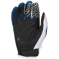 Fly Racing 2025 Youth Kinetic Center Motocross Gloves White Navy