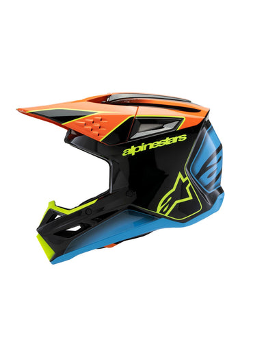 Alpinestars 2025 SM3 Fray Youth Motocross Helmet Black Orange Yellow Fluo