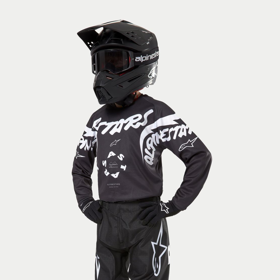 Alpinestars 2024 Racer Hana Youth Motocross Jersey Black White CLEARANCE