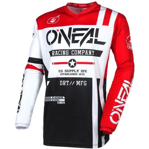 O'Neal 2025 Motocross Jersey Element Warhawk Black White Red