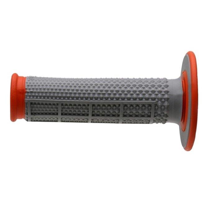 Renthal Dual Compound Tapered Half Waffle Grips Grey Orange MX Enduro