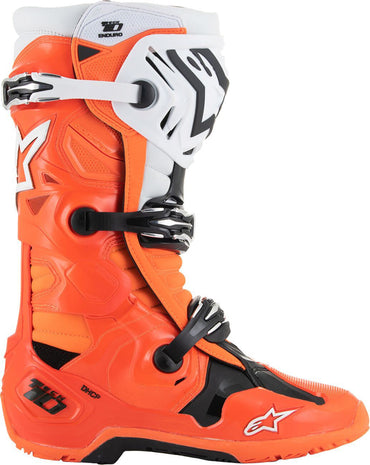 Alpinestars 2025 Tech 10 Enduro Adventure Boots Orange Fluo Black White