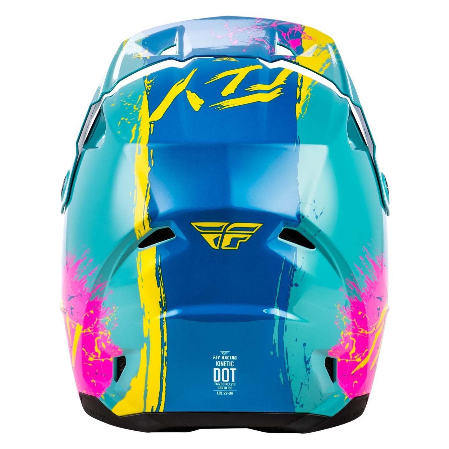 Fly Racing 2026 Motocross Helmet Kinetic Drip youth  Turquoise Pink Yellow
