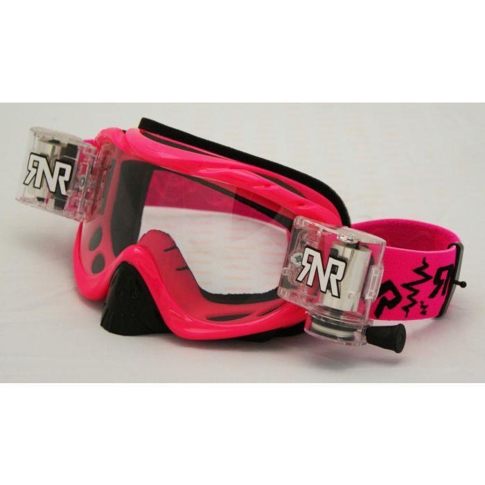 RNR Hybrid Neon Pink Fully Loaded Goggle Roll Off And Tear Off