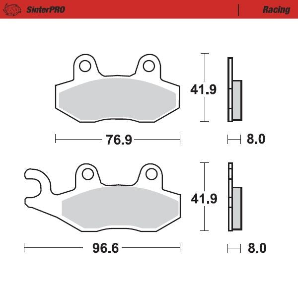 Moto-Master Rear Pro Racing Sintered Brake Pads For Derbi Quad DXR 250 (Front drum) 2004-2007