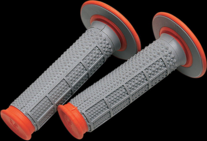 Renthal Dual Compound Tapered Half Waffle Grips Grey Orange MX Enduro