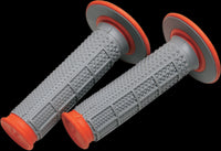 Renthal Dual Compound Tapered Half Waffle Grips Grey Orange MX Enduro