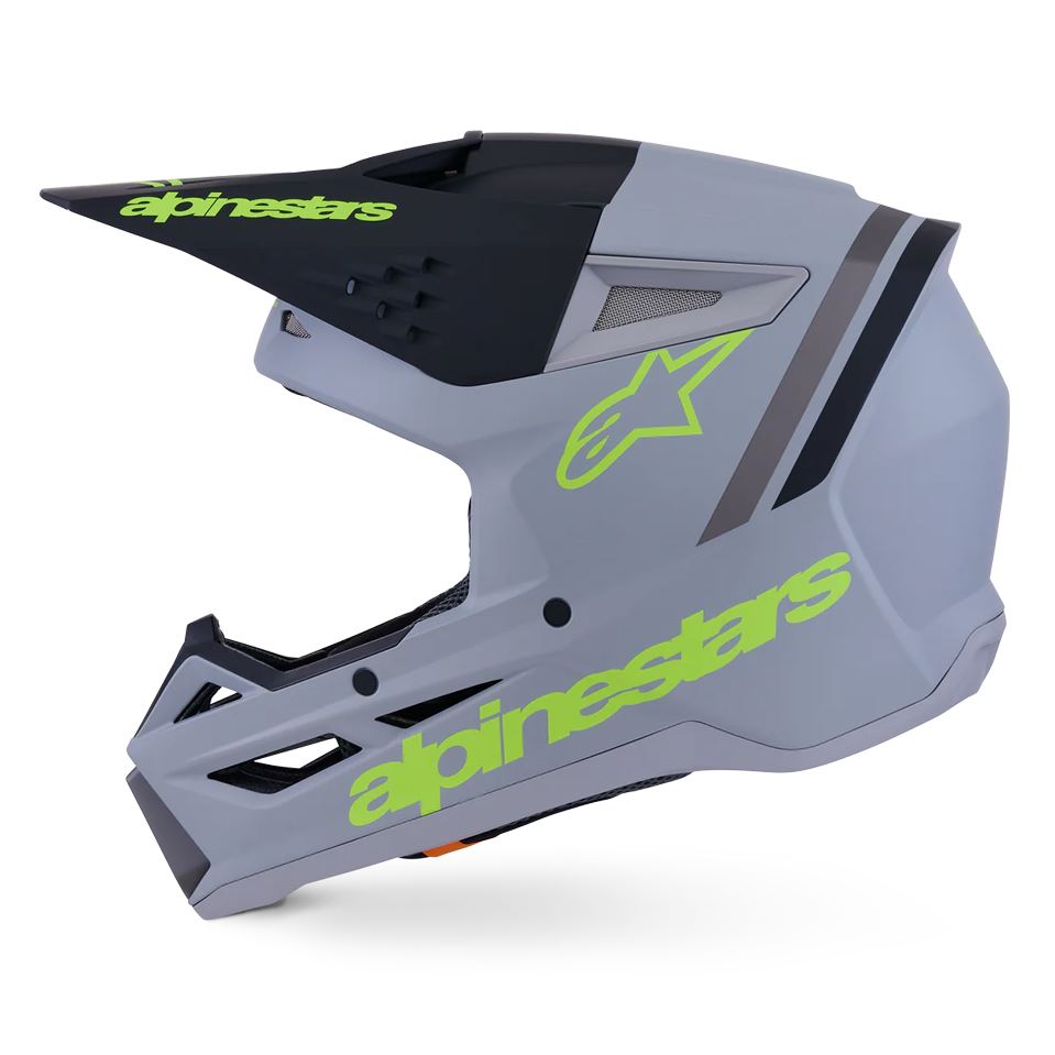 Alpinestars 2026 SM3 Radium Motocross Helmet Gray Black Yellow Flo Matt