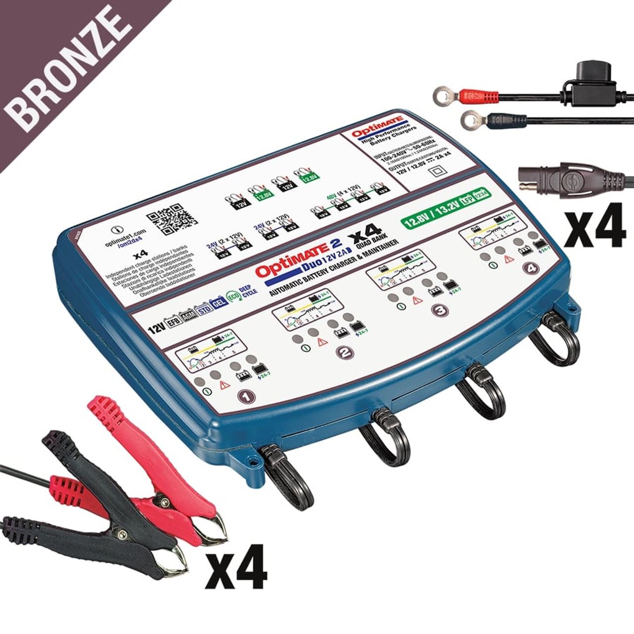 OptiMate 2 Duo Quad Bank Bronze 12V Smart Battery Charger Maintainer