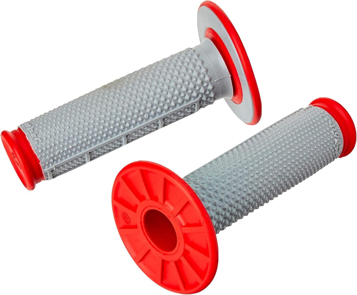 Renthal Dual Compound Tapered Half Waffle Grips Grey Red MX Enduro