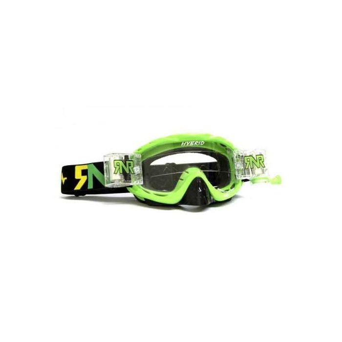 RNR Hybrid Lime Green Fully Loaded Goggle Roll Off And Tear Off