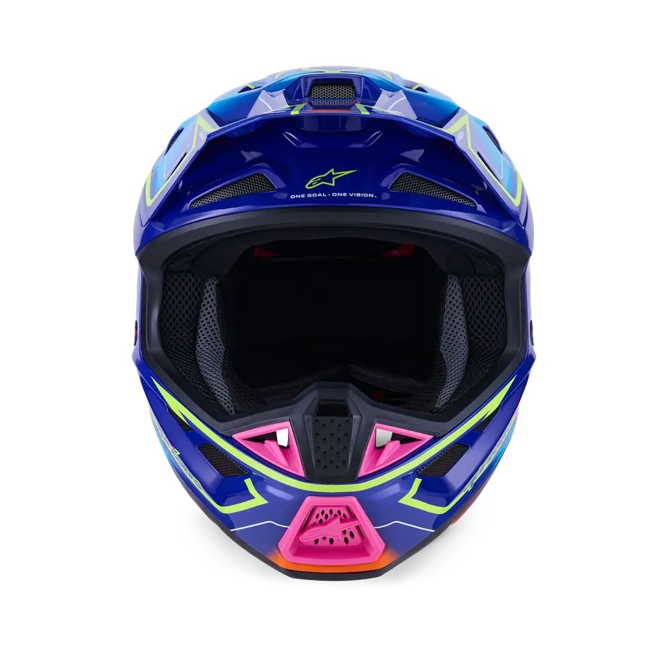 Alpinestars 2026 SM7 Cast Motocross Helmet Blue Pink Yellow Flo Glossy