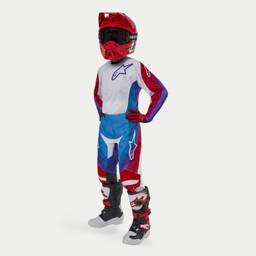 Alpinestars 2024 Racer Pneuma Youth Motocross Combo Kit Blue Mars Red White