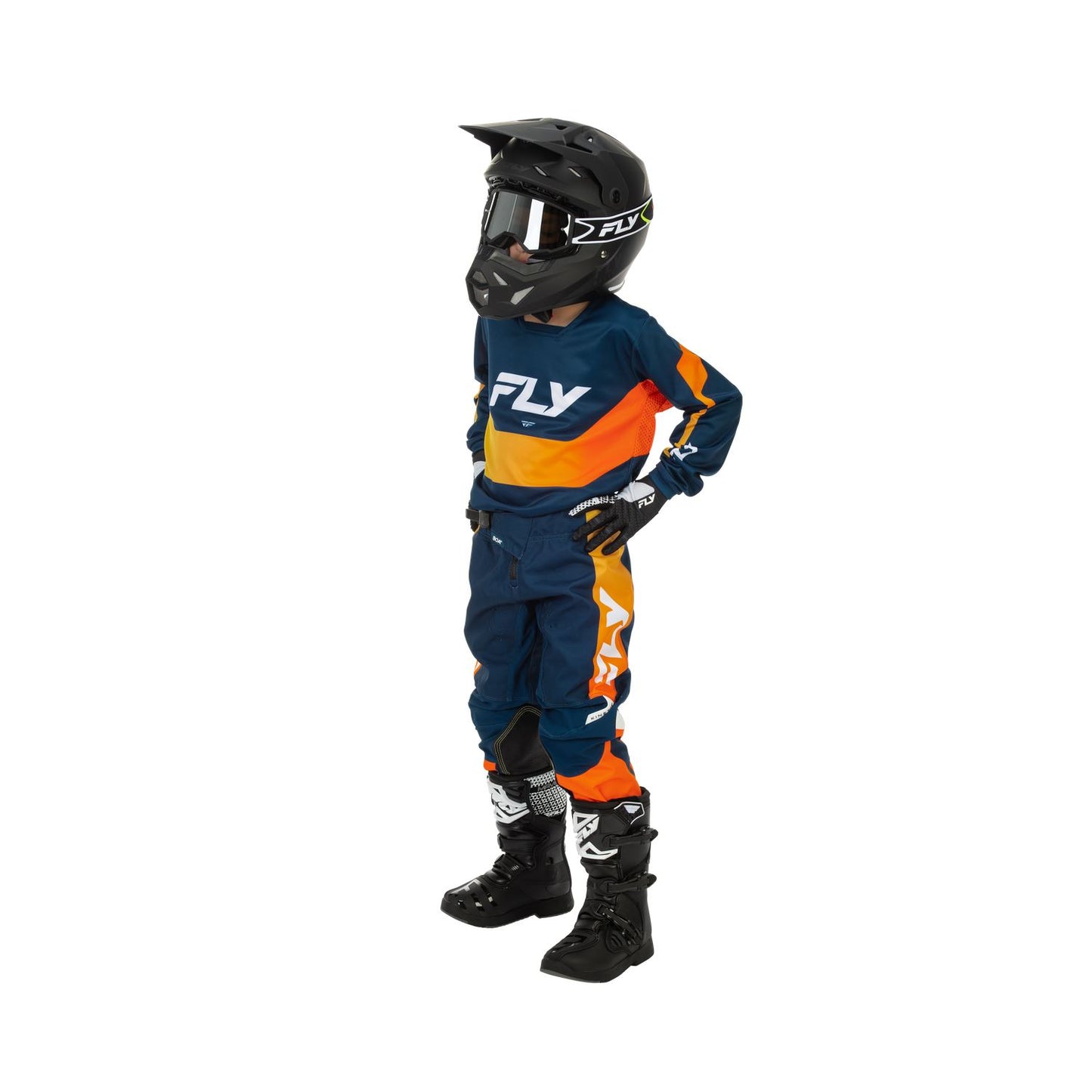 Fly Racing 2026 Motocross Combo Kit Kinetic Mutant Youth  Navy Orange