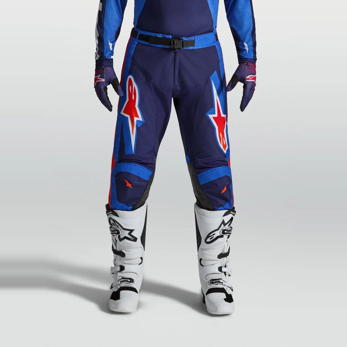 Alpinestars 2027 Racer Hunt MX Pants Strong Blue Deep Blue Fire Red