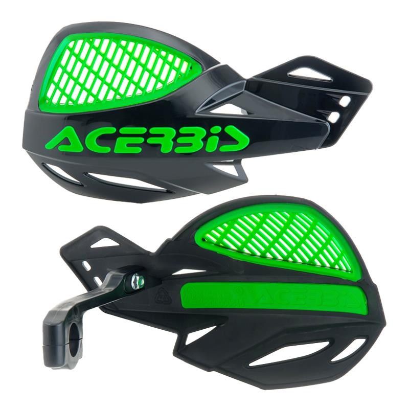 Acerbis Uniko MX Handguards Pair + Kit For Black Green Kawasaki KX 500 2T 1995 - 2002 & 2004