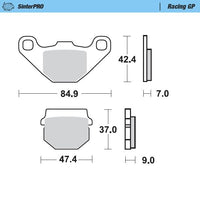 Moto-Master Front Left Pro Racing GP Sintered Brake Pads For TM Racing Junior 80 1996-2000