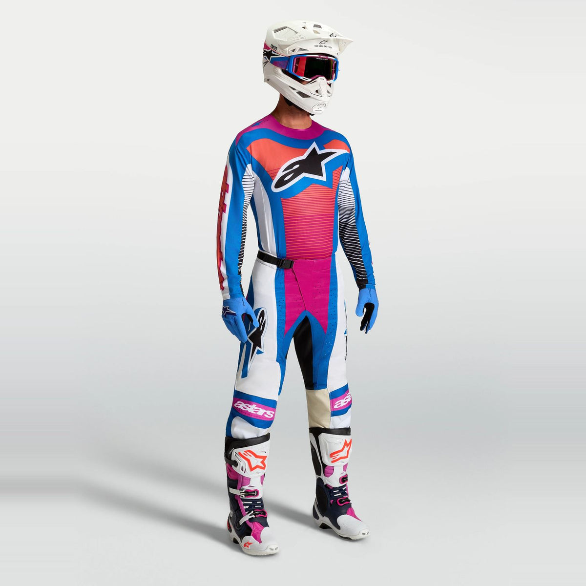 Alpinestars 2027 Techstar Maven MX Combo Kit White Hot Coral Blithe Blue