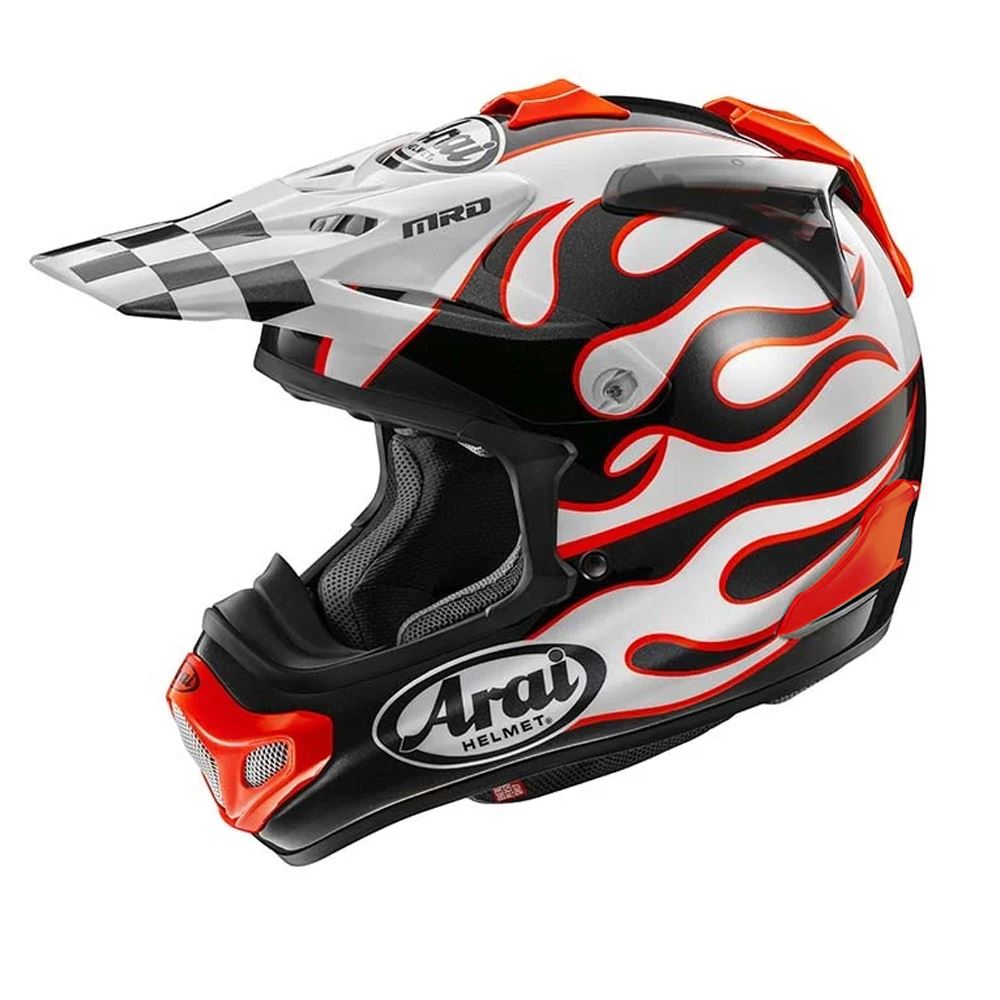 Arai MX-V Evo New 2025 Motocross Helmet Flame White ECE 22-06