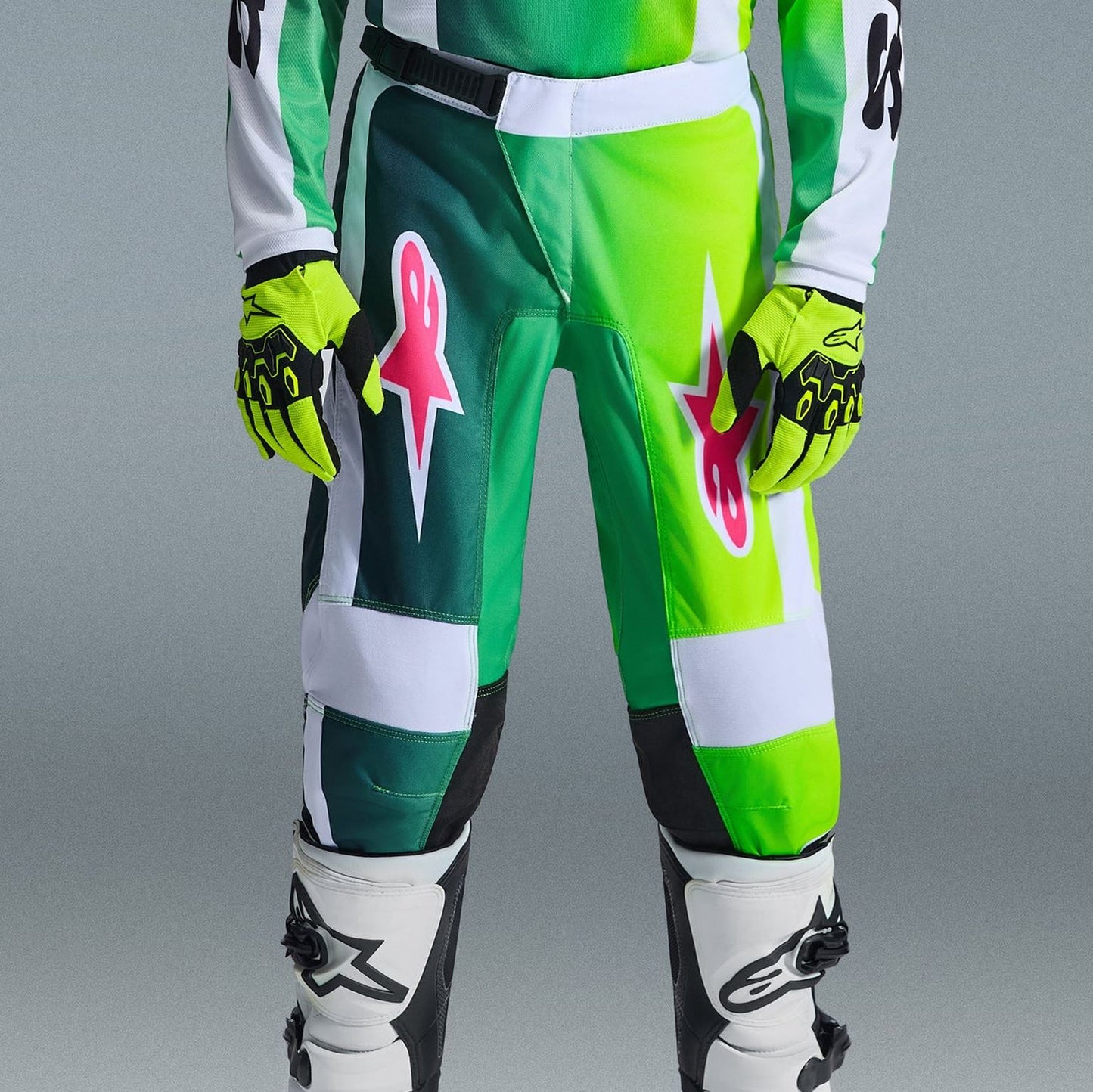 Alpinestars 2026 Youth Fluid Portl Motocross Pants Green White Black