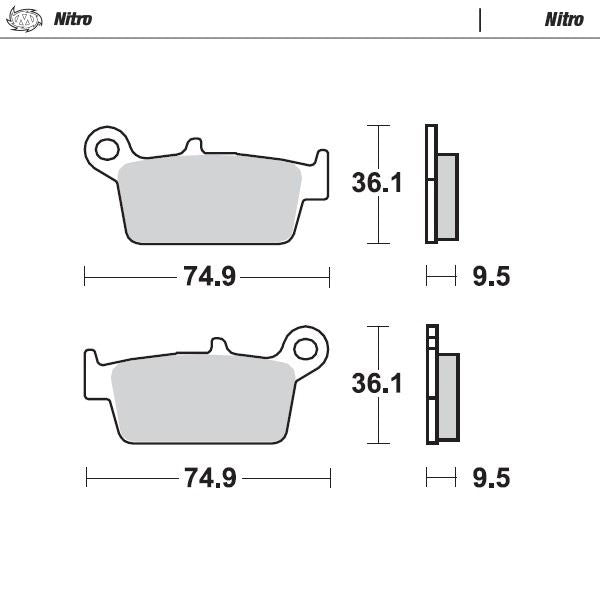 Moto-Master Rear Nitro Sintered Brake Pads For Kawasaki KX 500 1995-2004
