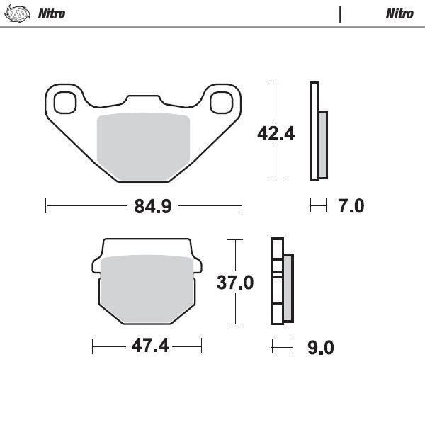 Moto-Master Front Left Nitro Sintered Brake Pads For Derbi Quad DXR 250 2004-2007