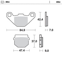 Moto-Master Front Left Nitro Sintered Brake Pads For Derbi Quad DXR 250 2004-2007