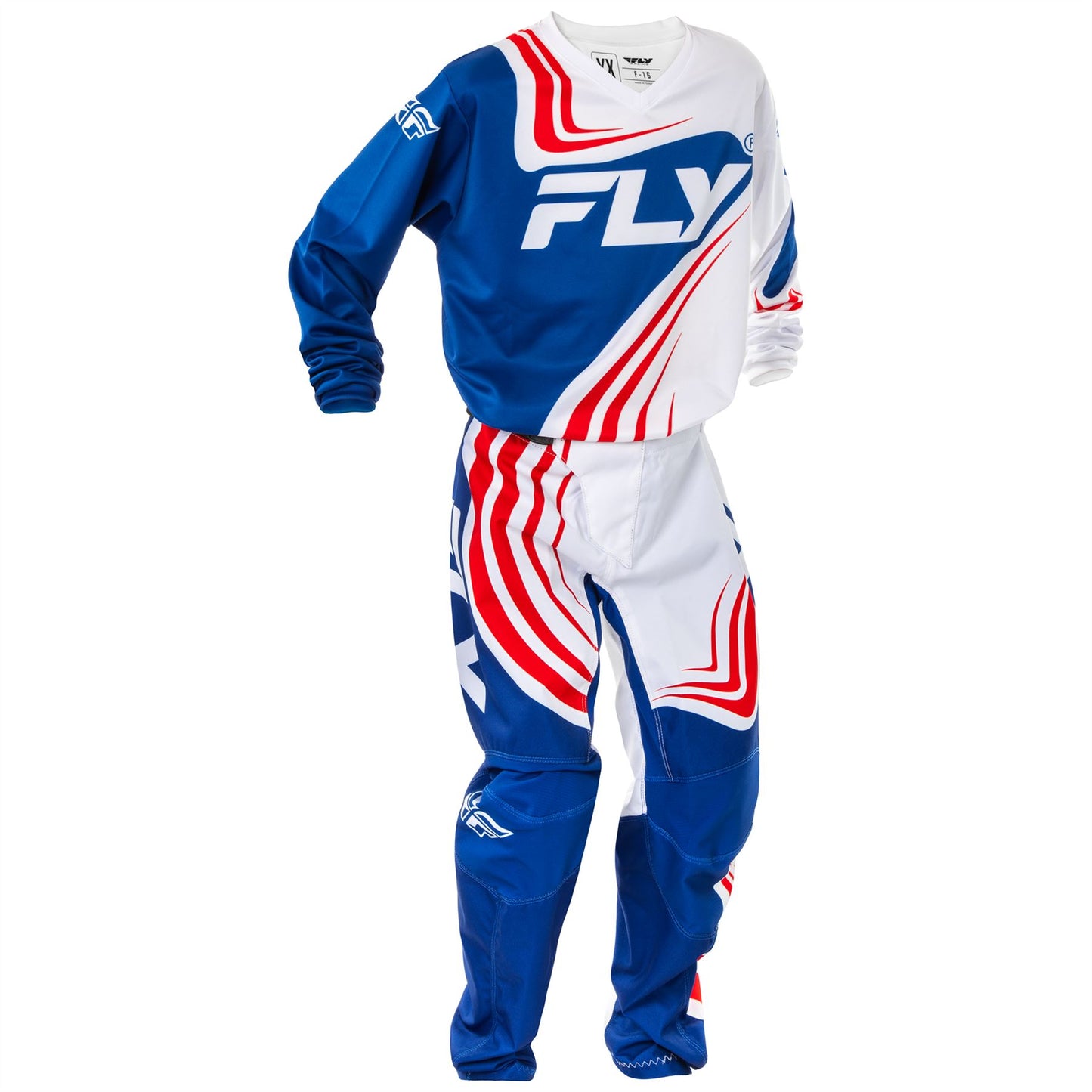 Fly Racing 2025 Motocross Combo Kit F-16 Youth Red White Blue