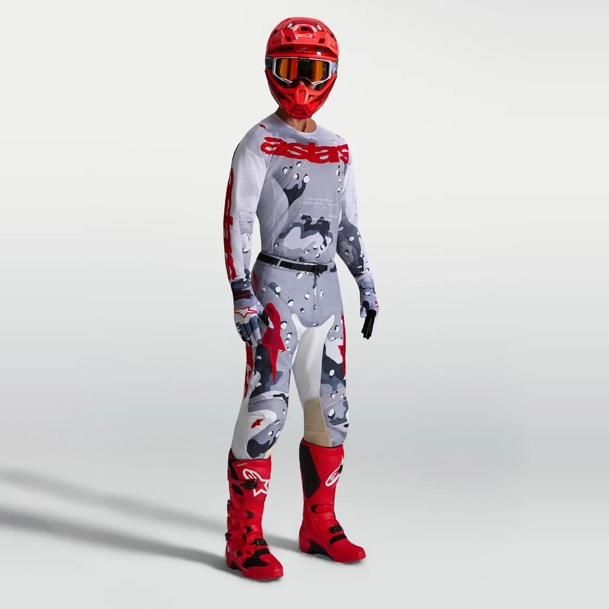 Alpinestars 2027 Racer Air Lone MX Combo Kit Grey Camo White Fire Red