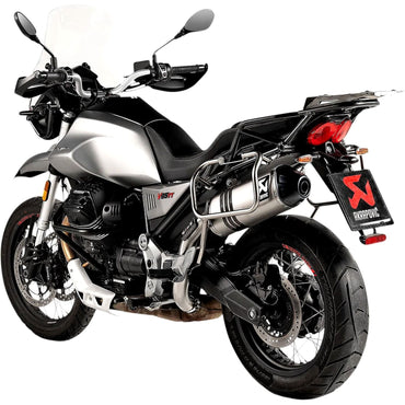 Akrapovic Titanium Line Slip On Silencer For Moto Guzzi V85 850 TT Evocative Graphics 2021-2023