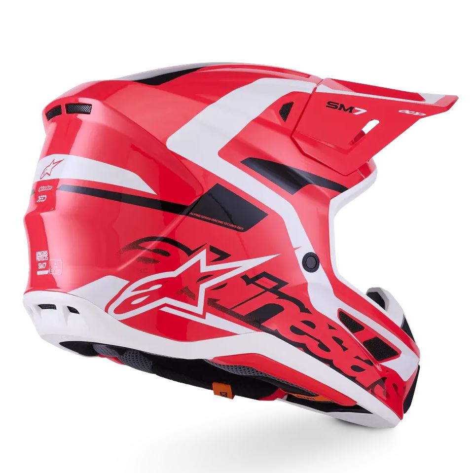 Alpinestars 2026 SM7 Deed Motocross Helmet Red Black White Glossy