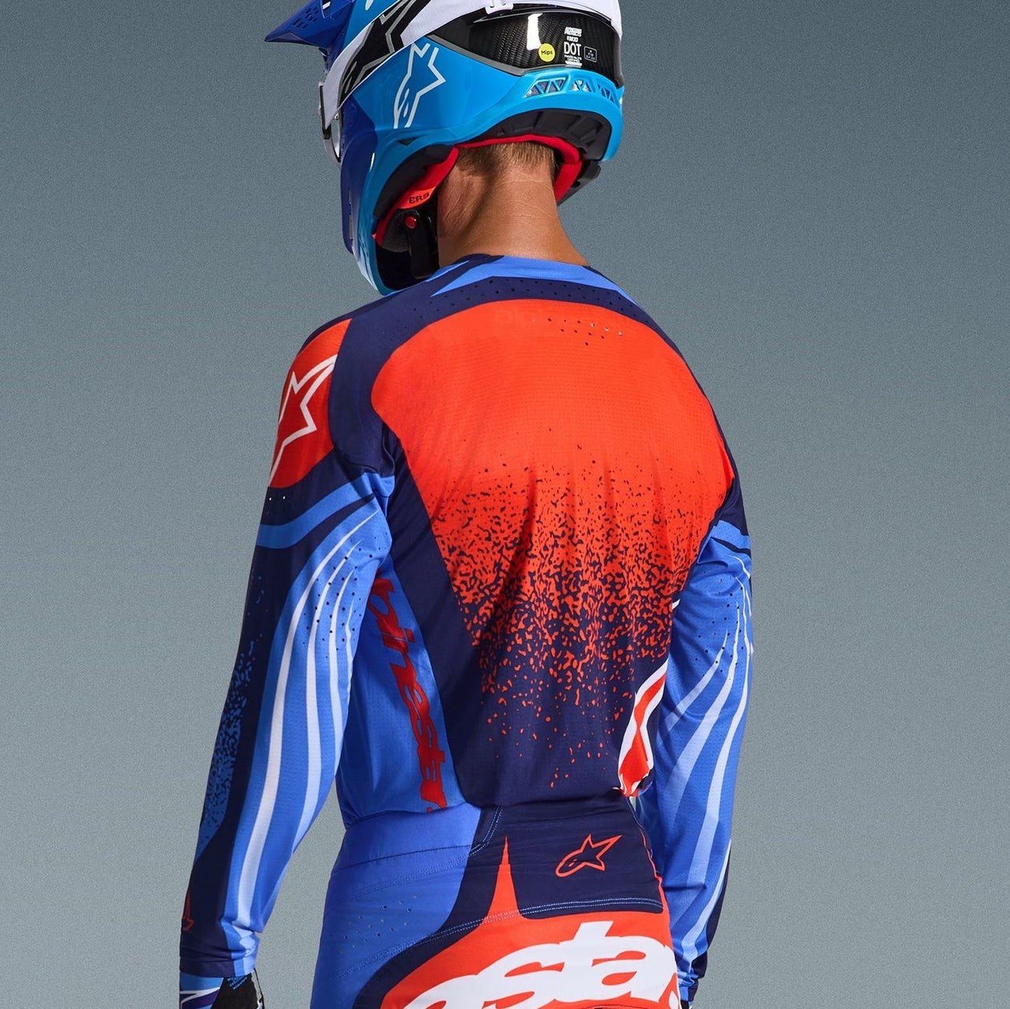 Alpinestars 2026 Techstar Nomur Motocross Jersey Dark Navy Orange Ucla Blue