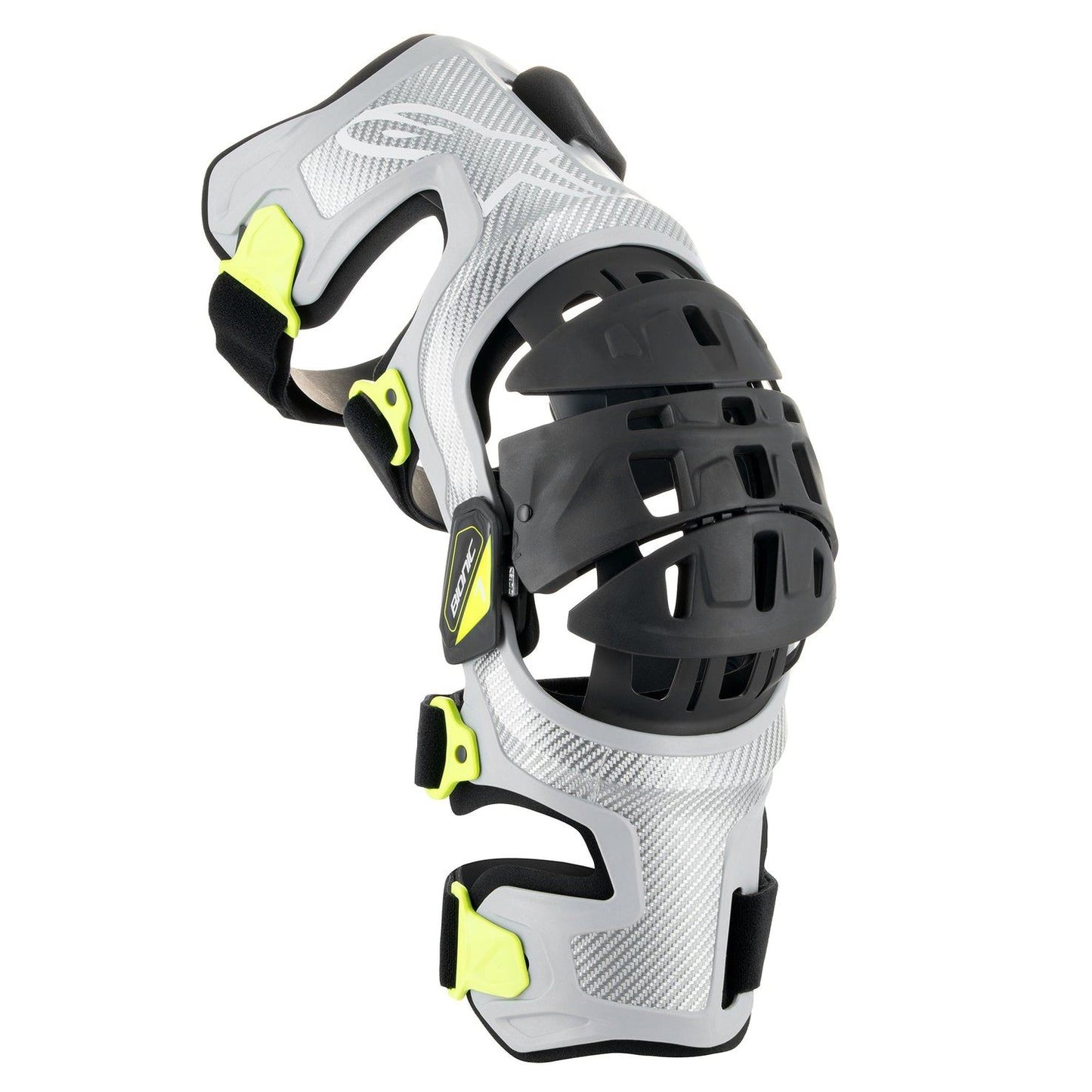 Alpinestars 2024 Bionic-7 Knee Braces Silver Yellow Flou